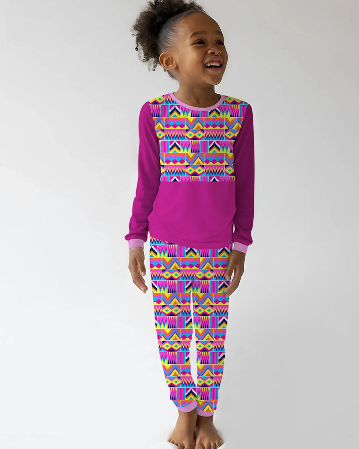 Zweiteiliges Langarm-Pyjama-Set mit Sommerfrüchten
