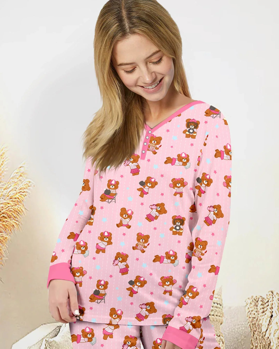 Geboren, um Baseball zu spielen, Damen-Pyjama-Set aus Bambus