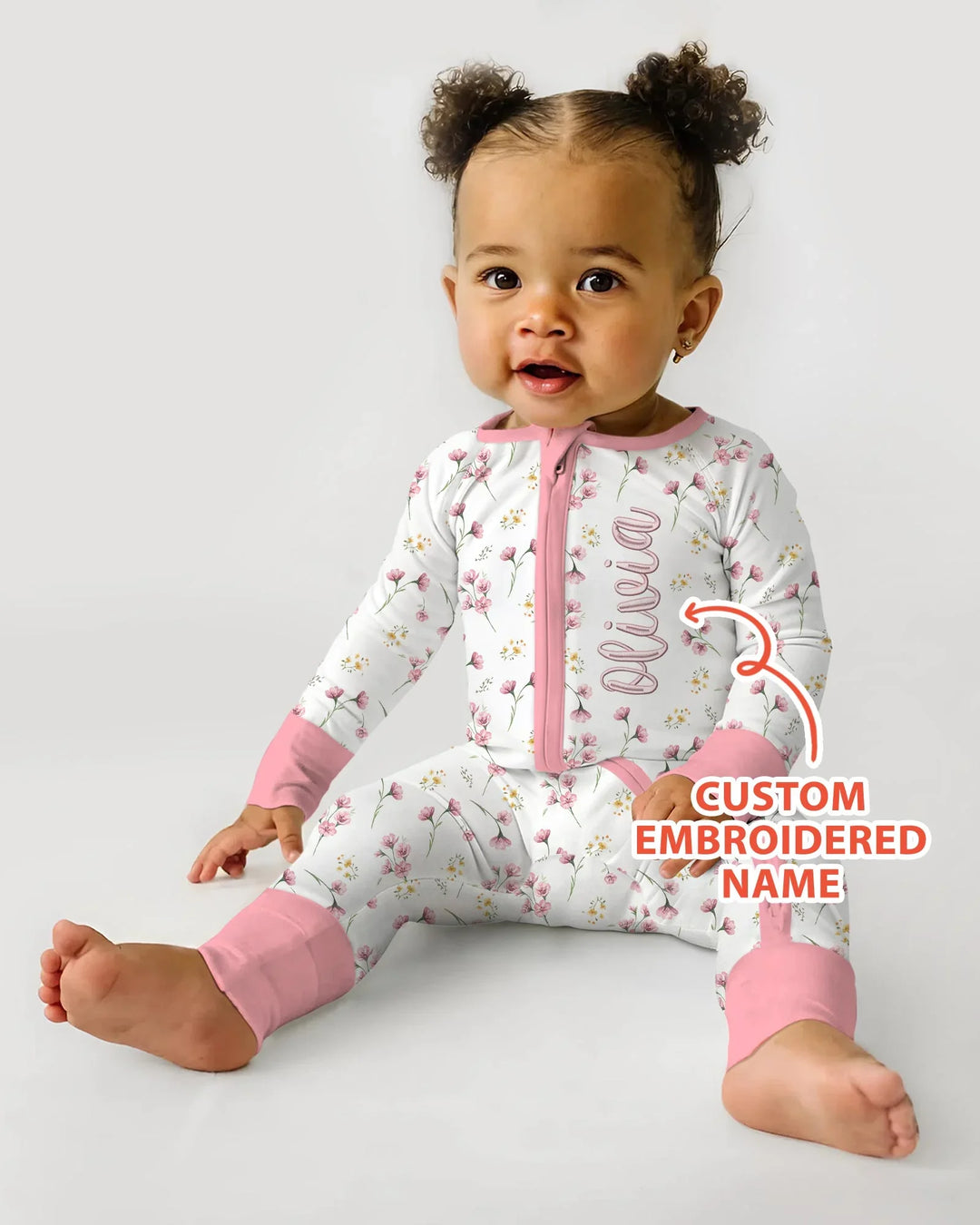 Custom Embroidered Name Floral Whispers Bamboo Convertible Zippy