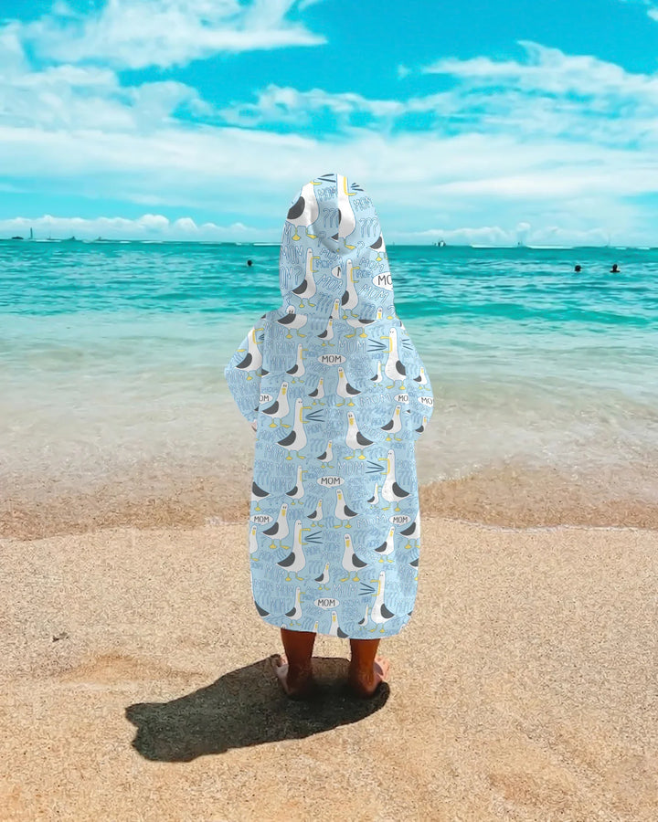 Funny Seagull MOM Bamboo Swim Poncho