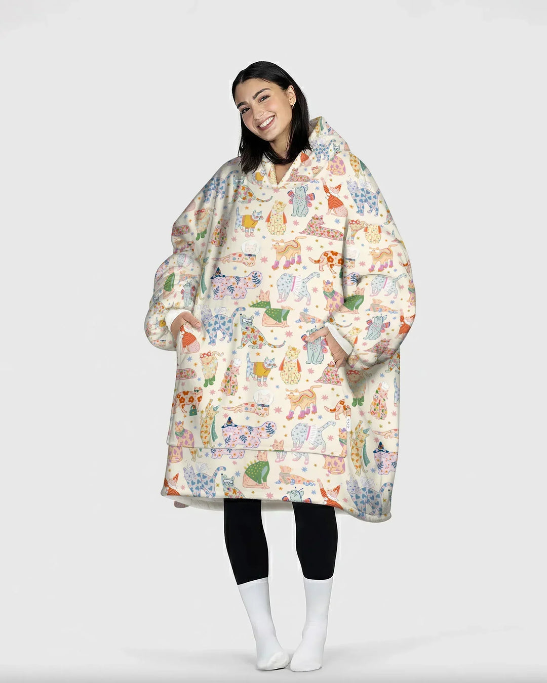 Verspielte Katzenparade Bambus-Decken-Hoodie