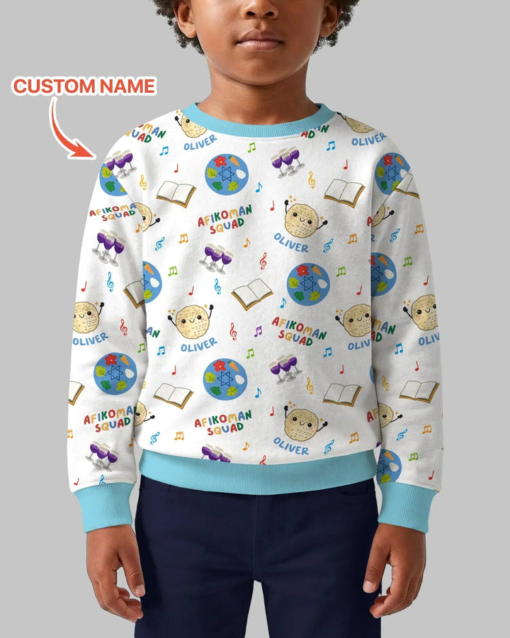 Custom Name Passover Afikoman Squad Bamboo Crewneck Sweatshirt