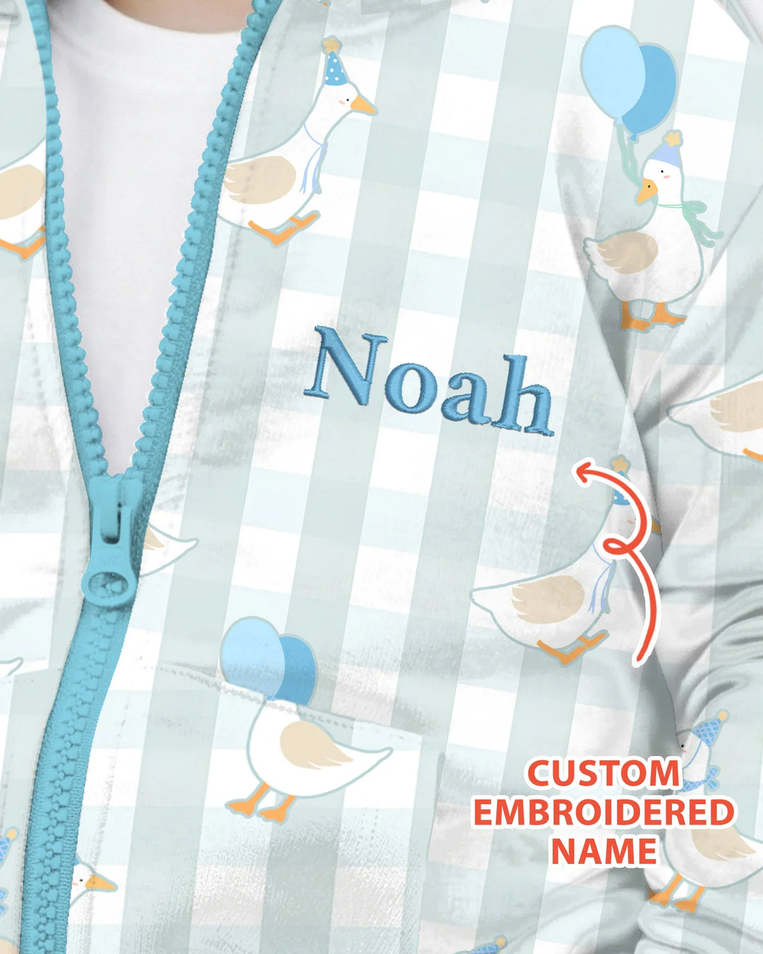 Personalisierter bestickter Geburtstag Baby Bambus Kapuzenpullover mit Reißverschluss