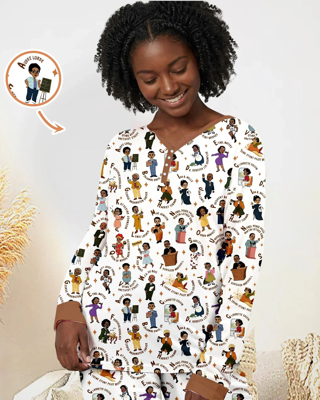 Black Legacy ABCs Familien-Pyjama-Set aus Bambus für Damen