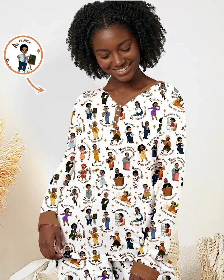 Black Legacy ABCs Familien-Pyjama-Set aus Bambus für Damen