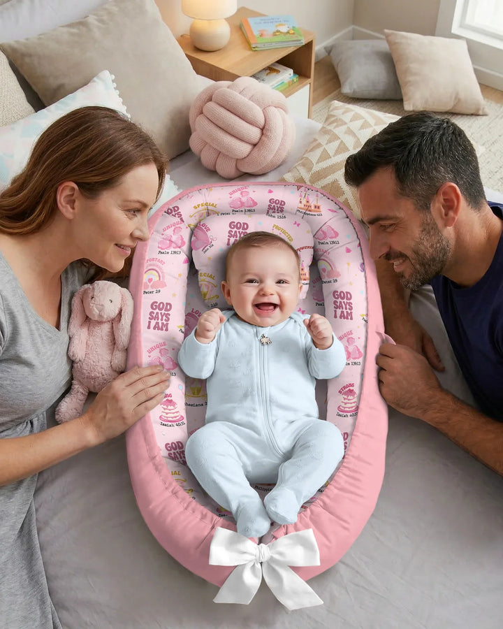 Gott sagt, ich bin ein Mädchen – Babynest aus Bambus