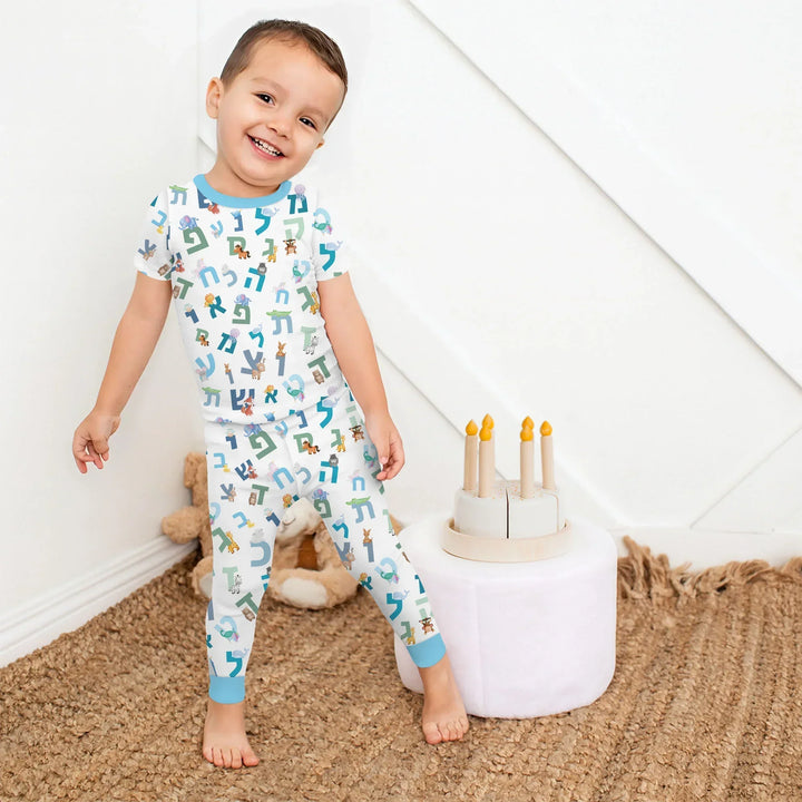 Aleph Bet Bamboo Two Piece Short Sleeve Pajama Set