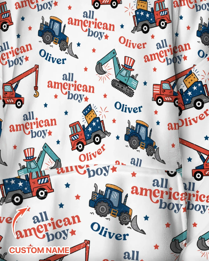 Personalisierbare All-American Boy Bambus-Decken-Kapuzenpullover