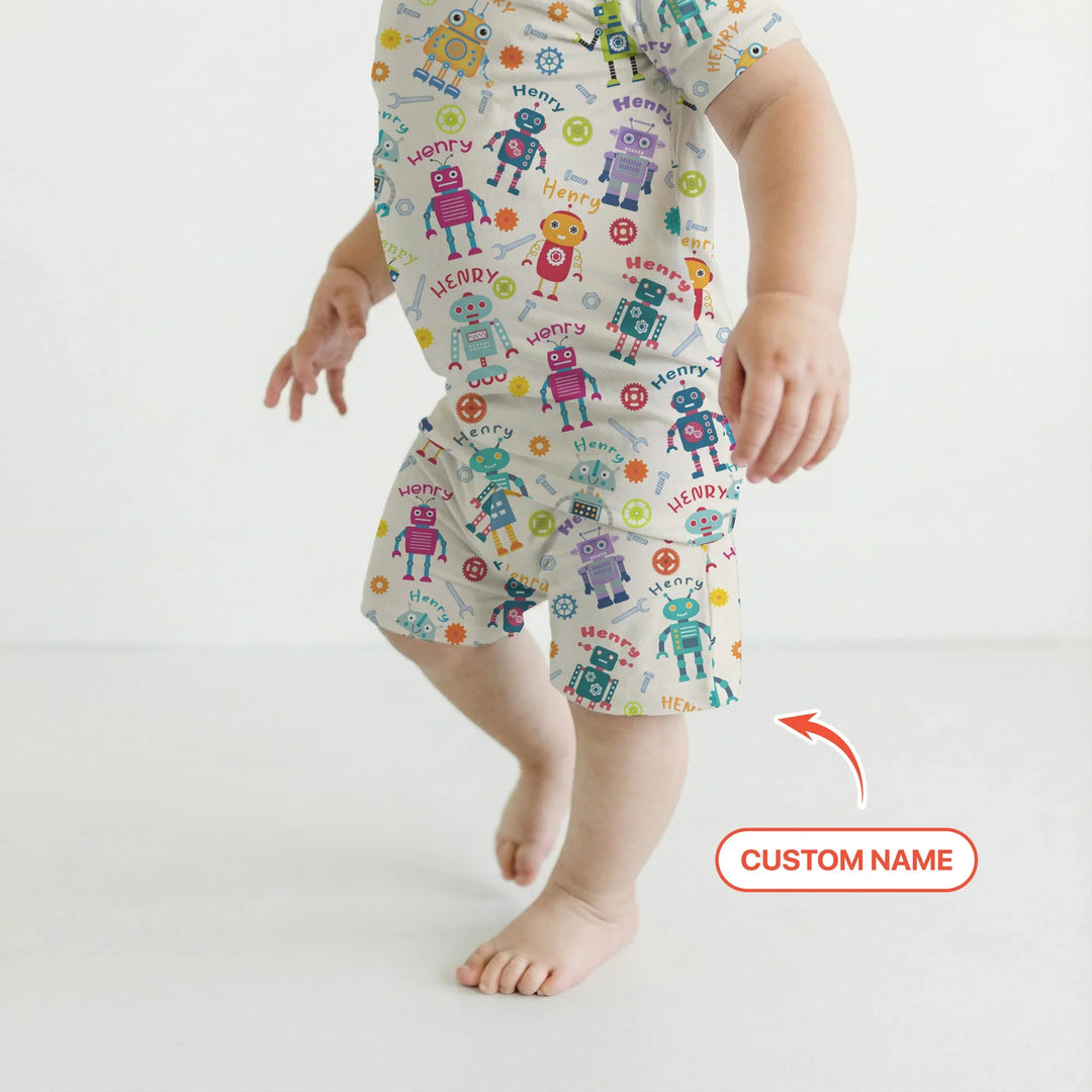 Zweiteiliges Pyjama-Set mit kurzen Ärmeln und Shorts im Sommer-Design