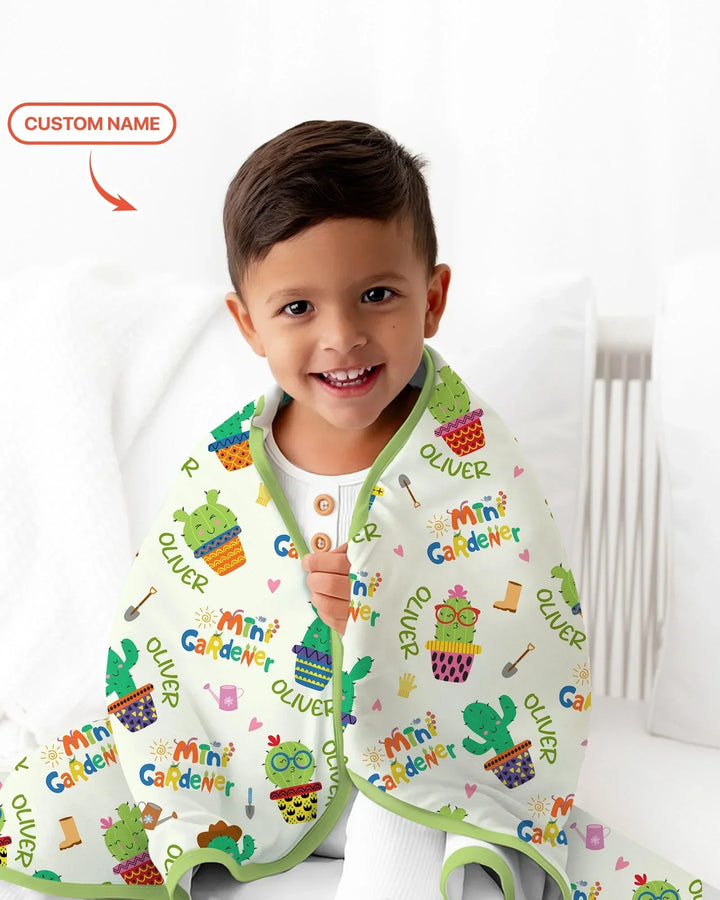 Custom Name Mini Gardener Bamboo Blanket