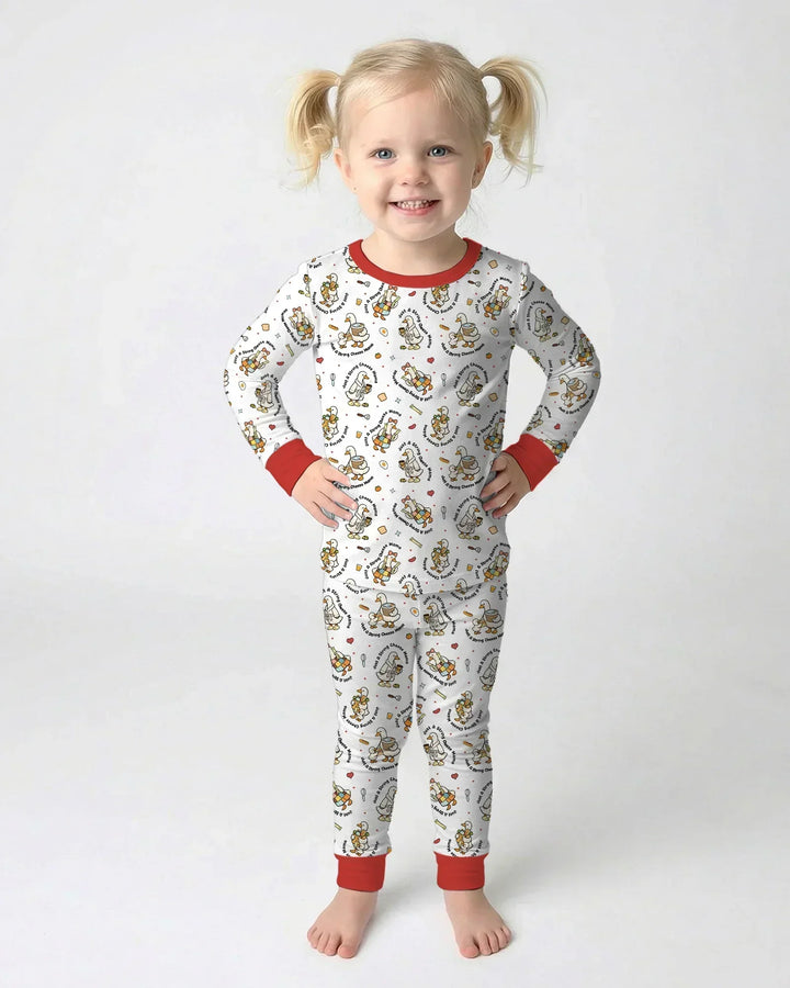 Zweiteiliges Langarm-Pyjama-Set mit Sommerfrüchten