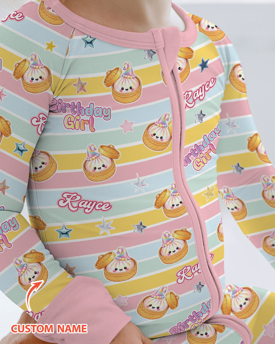 Custom Dumpling Birthday Girl  Bamboo Convertible Zippy