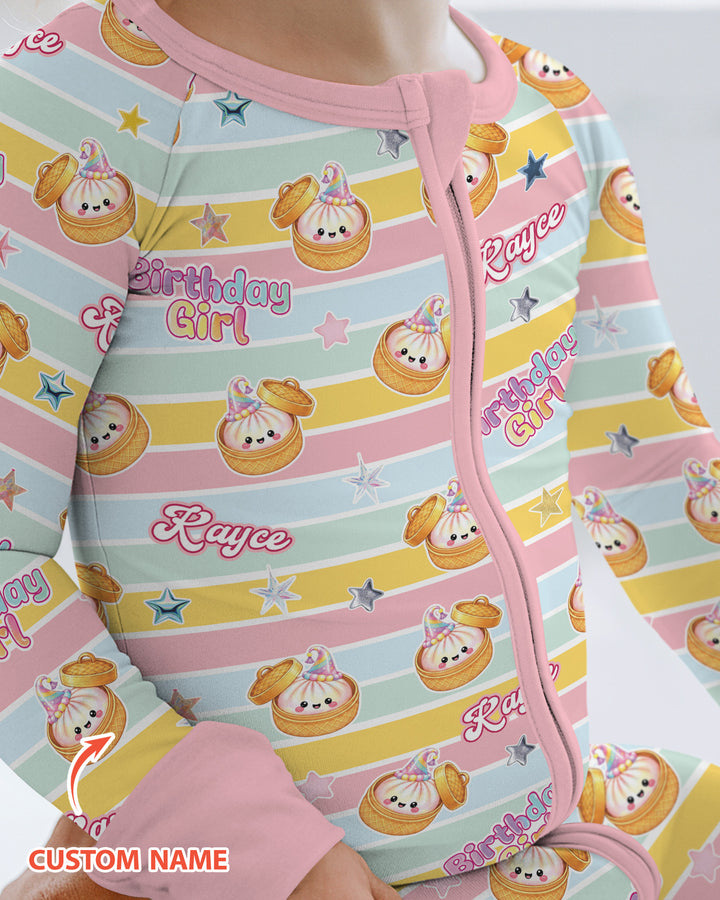 Custom Dumpling Birthday Girl  Bamboo Convertible Zippy