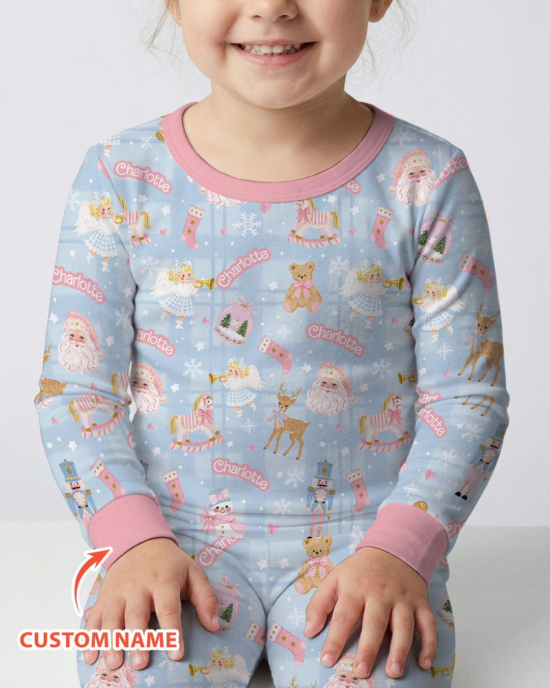 Custom Name Winter Wonderland Bamboo Two Piece Long Sleeve Pajama Set
