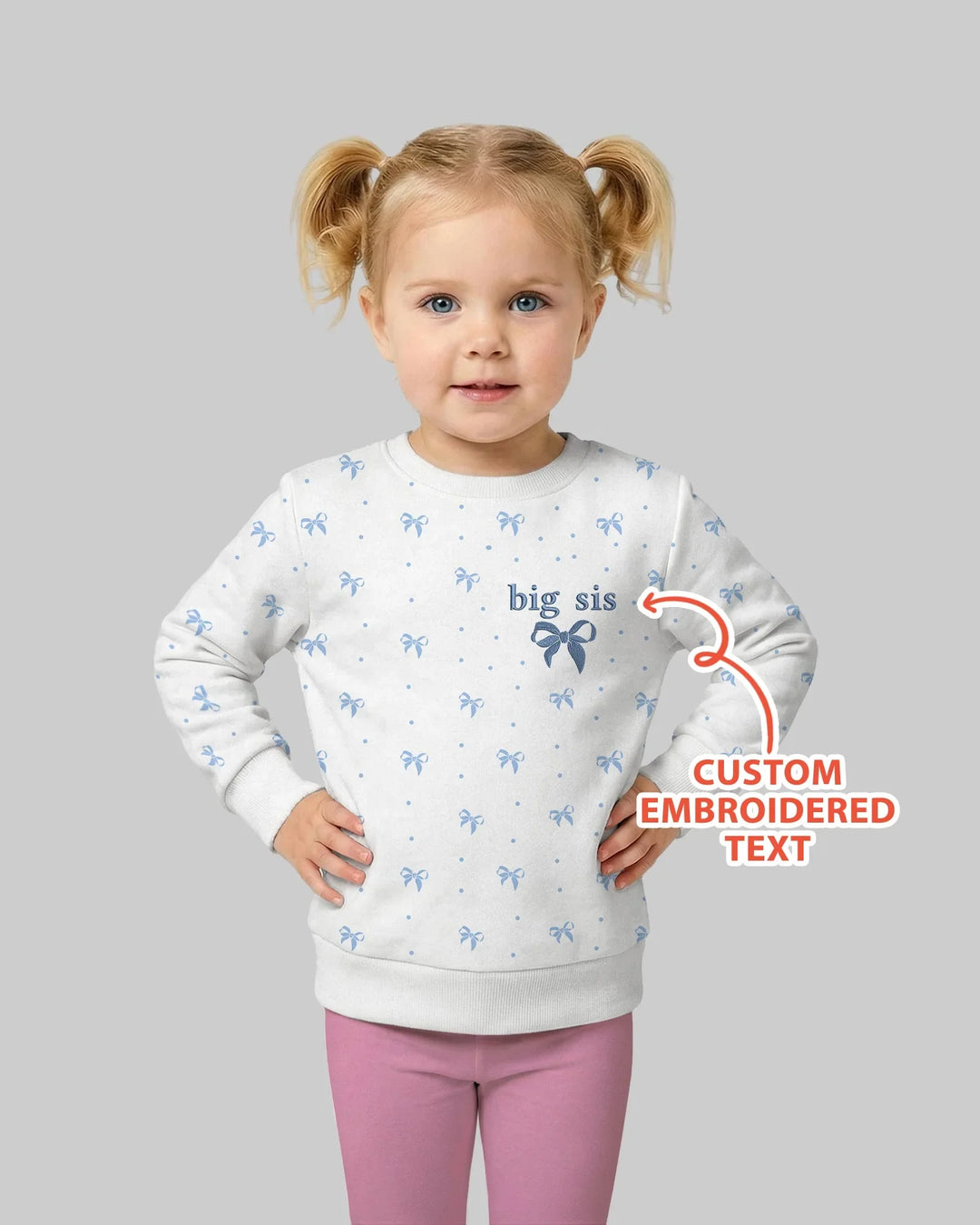 Personalisierter bestickter Name Mutter- und Mädchen-Sweatshirt aus Bambus-Crewneck im Partnerlook