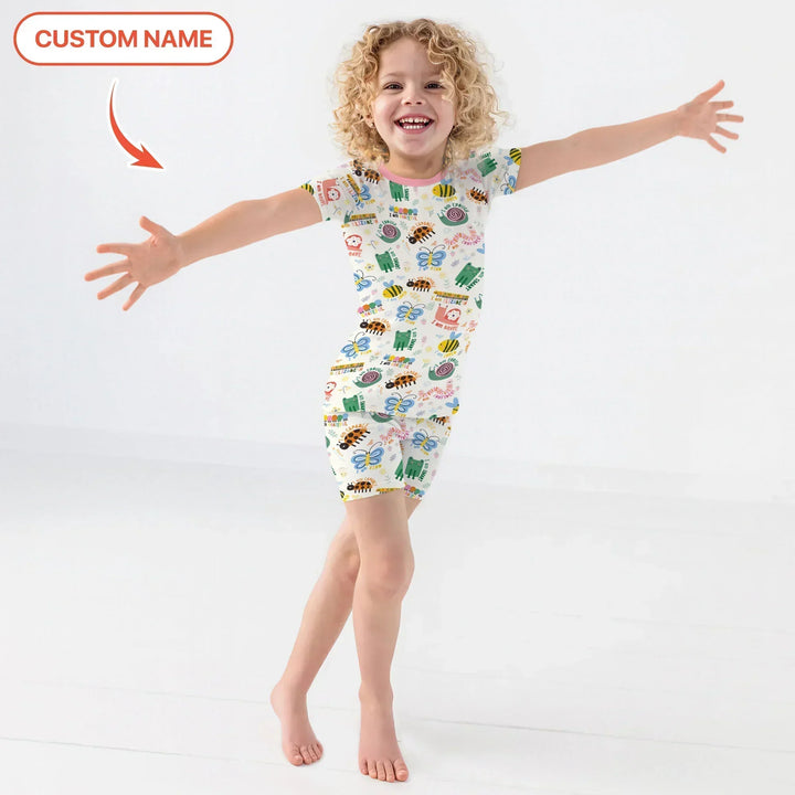 Zweiteiliges Pyjama-Set mit kurzen Ärmeln und Shorts im Sommer-Design