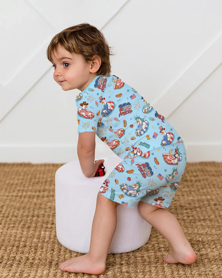 Schlafanzug-Set zweiteilig, kurze Ärmel, kurze Hose, Bambus
