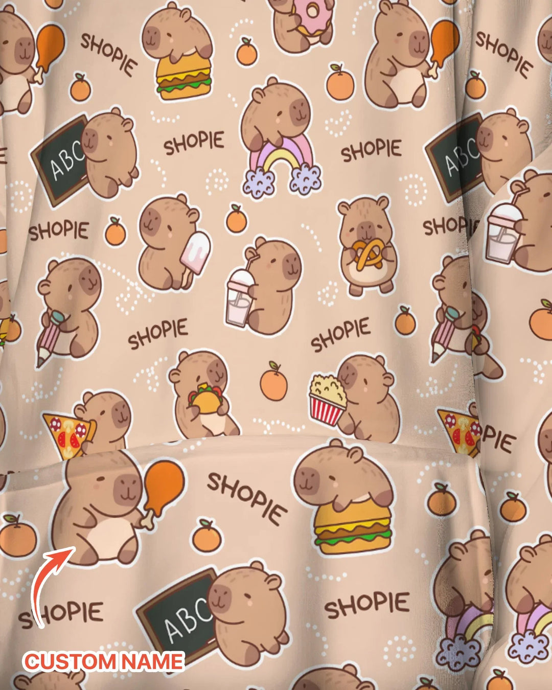 Personalisierter niedlicher Capybara Bambus-Deckenhoodie