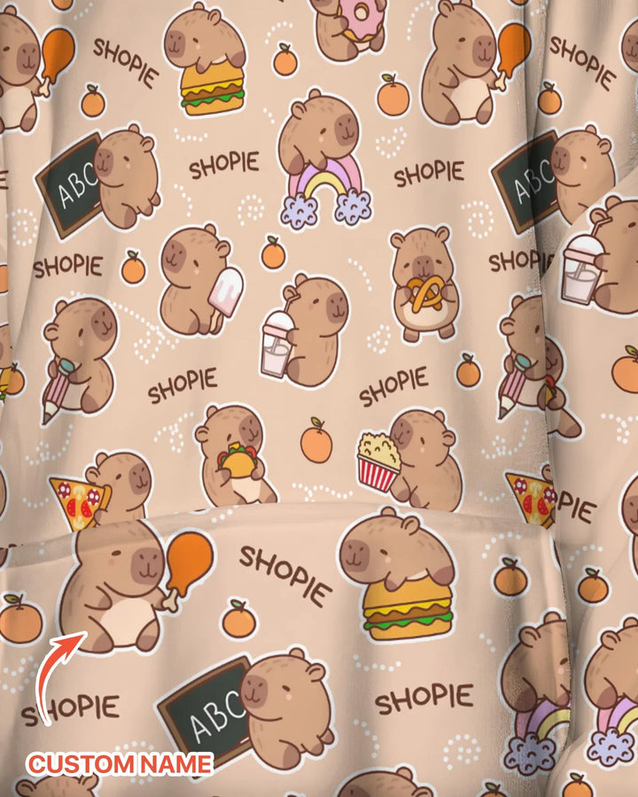 Personalisierter niedlicher Capybara Bambus-Deckenhoodie