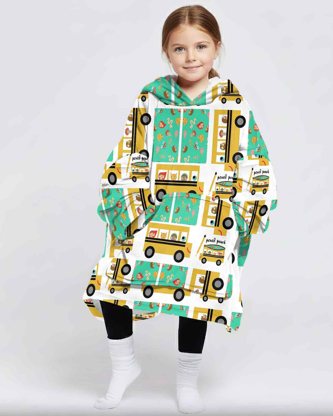 School Bus Adventures Bamboo Blanket Hoodie
