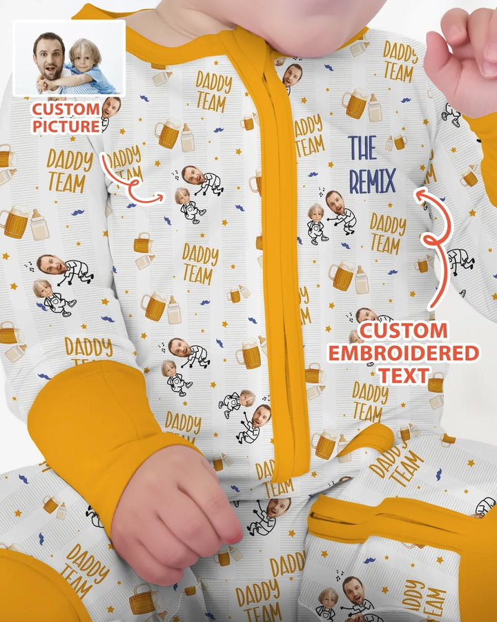 Personalized Embroidered Dad And Me Picture Bamboo Convertible Zippy