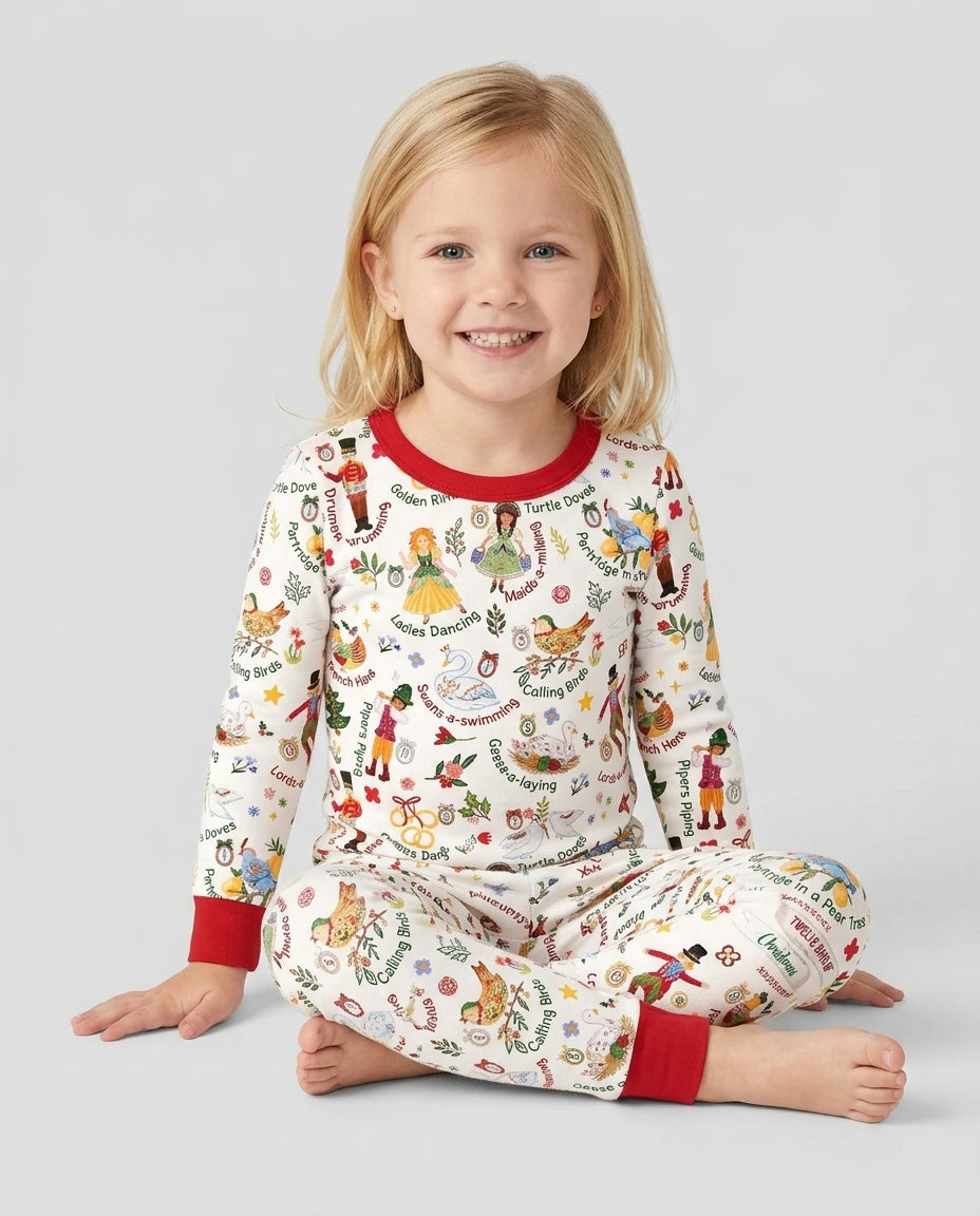 The 12 Days of Christmas Bamboo Two Piece Long Sleeve Pajama Set