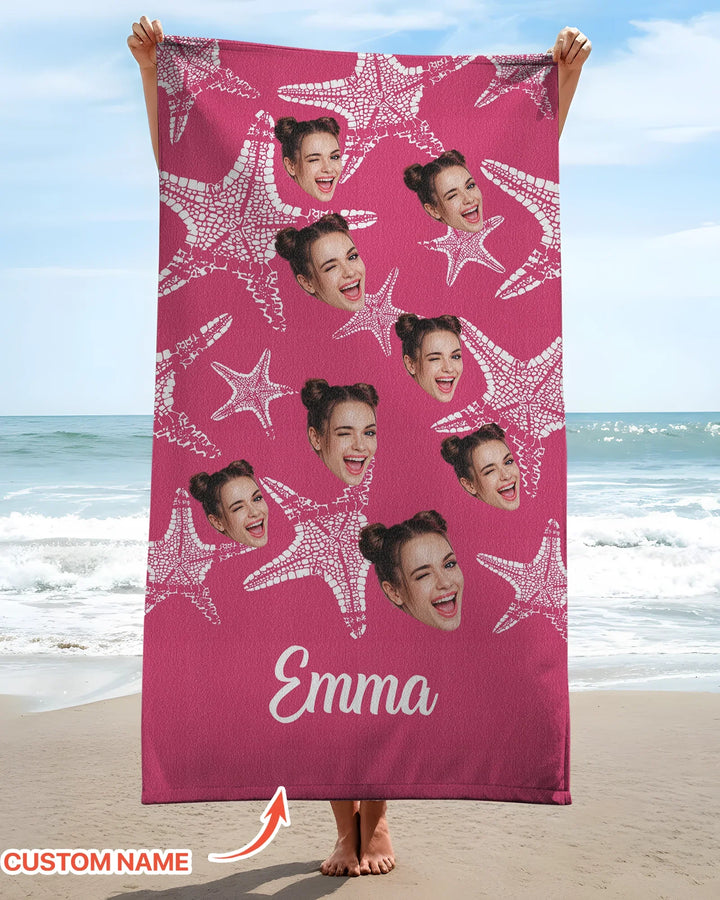 Personalisiertes Seestern-Bambus-Strandtuch mit Namen