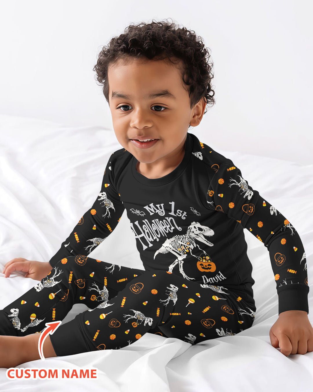 My First Halloween Dinosaur  Bamboo Two Piece Long Sleeve Pajama Set
