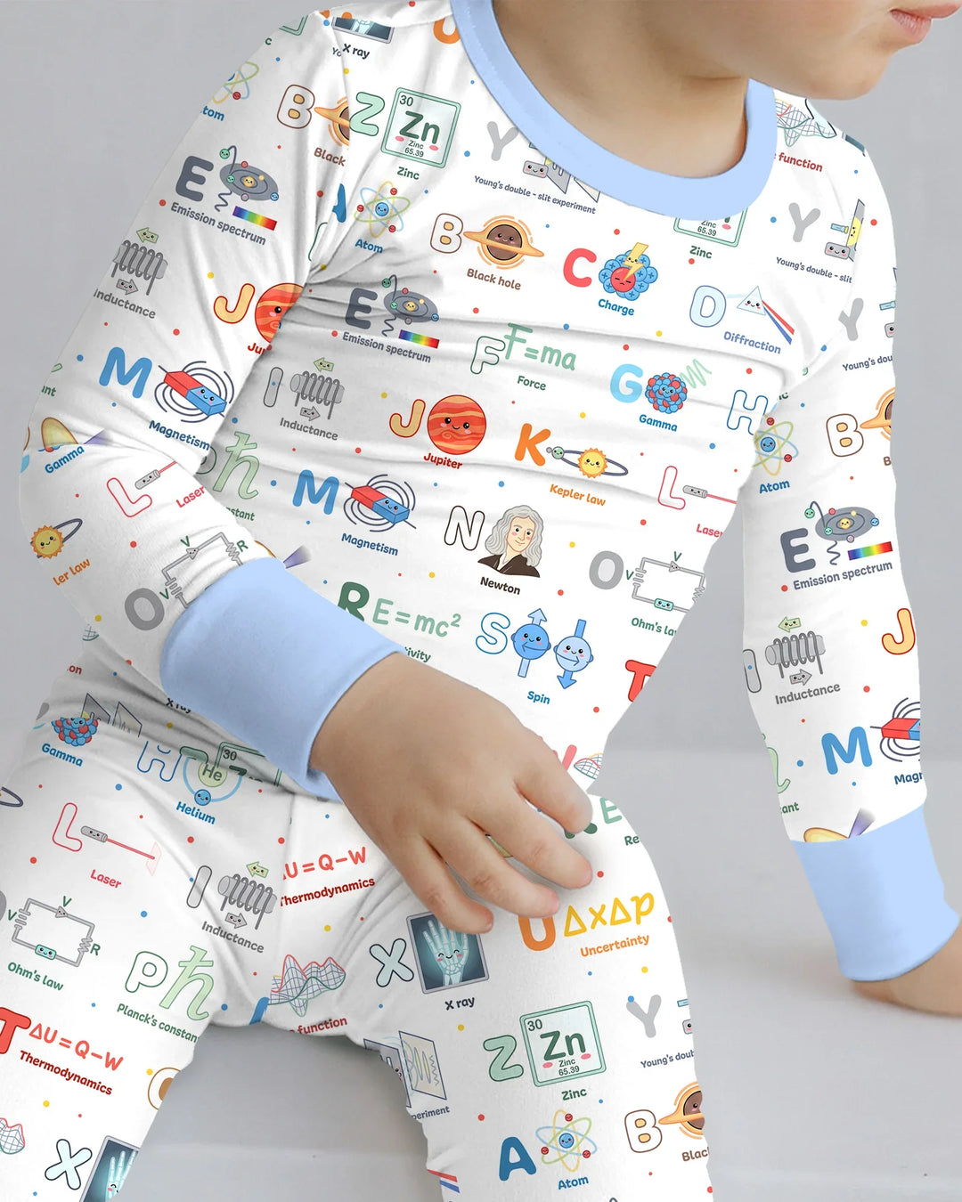 The Physics Alphabet Bamboo Two Piece Long Sleeve Pajama Set
