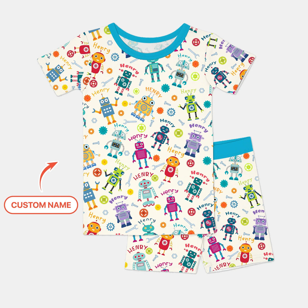 Zweiteiliges Pyjama-Set mit kurzen Ärmeln und Shorts im Sommer-Design