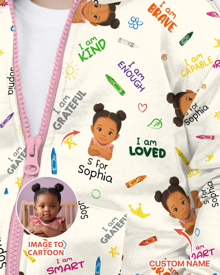 Kids Affirmations Custom  Bamboo Zip Hoodie