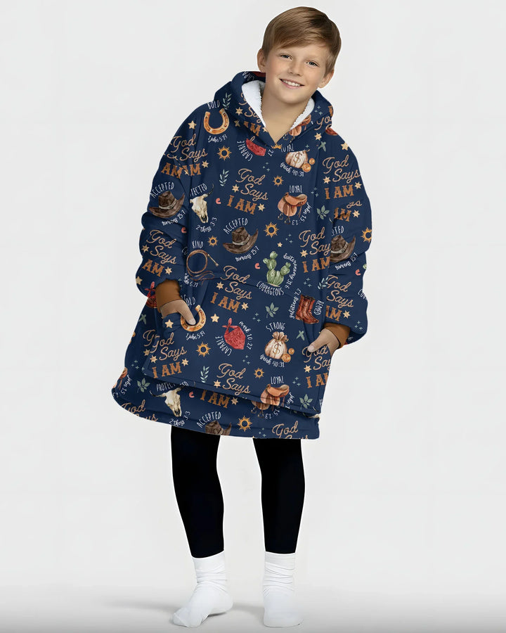 Gott Sagt Ich Bin Westliche Glaubens-tragbare Bambus-Deckenkapuzenjacke