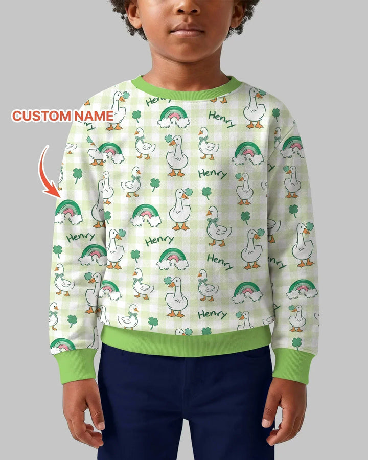 Personalisiertes Lucky Ducks Bambus Sweatshirt mit Rundhalsausschnitt