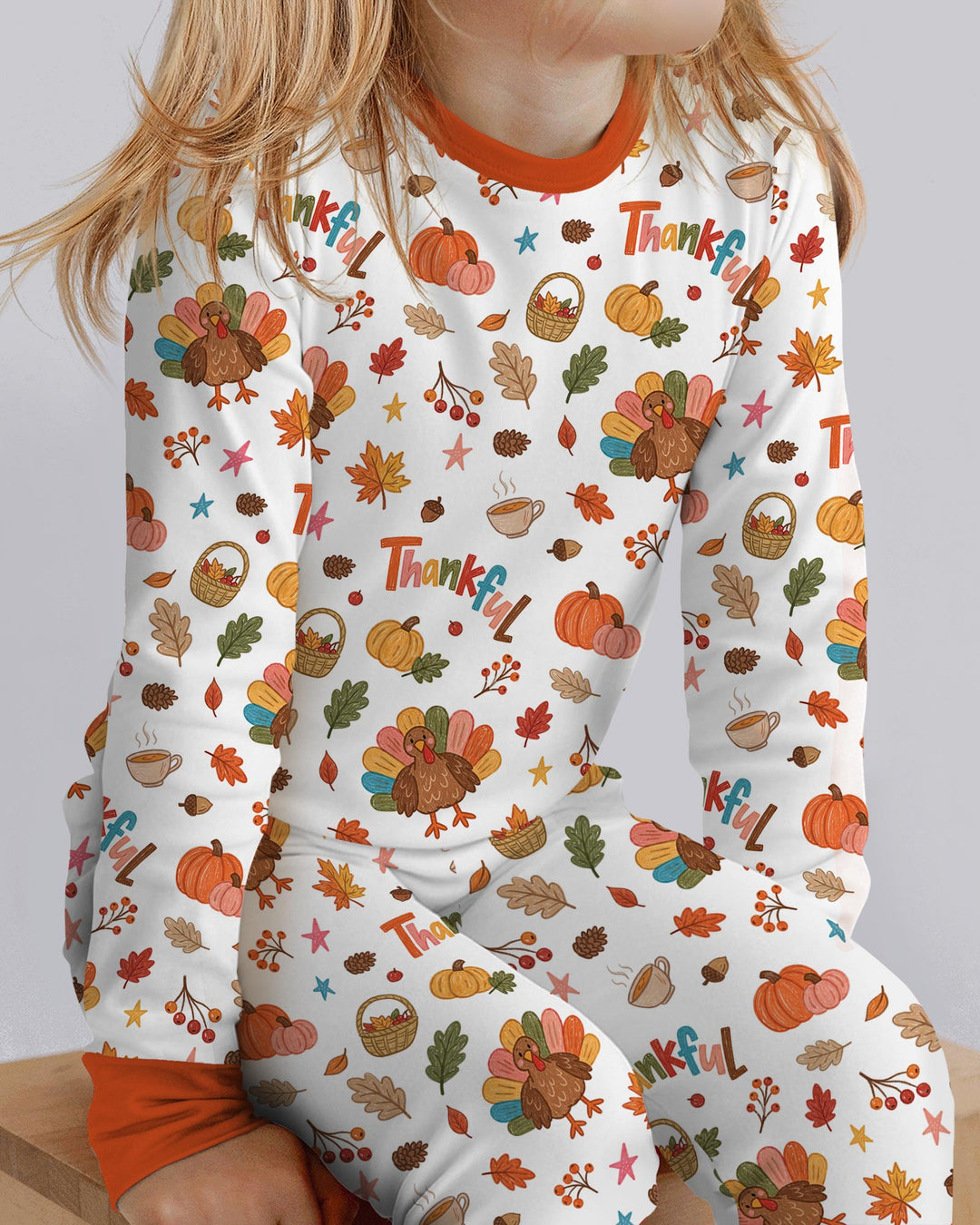 Thankful Turkey Bamboo Two Piece Long Sleeve Pajama Set
