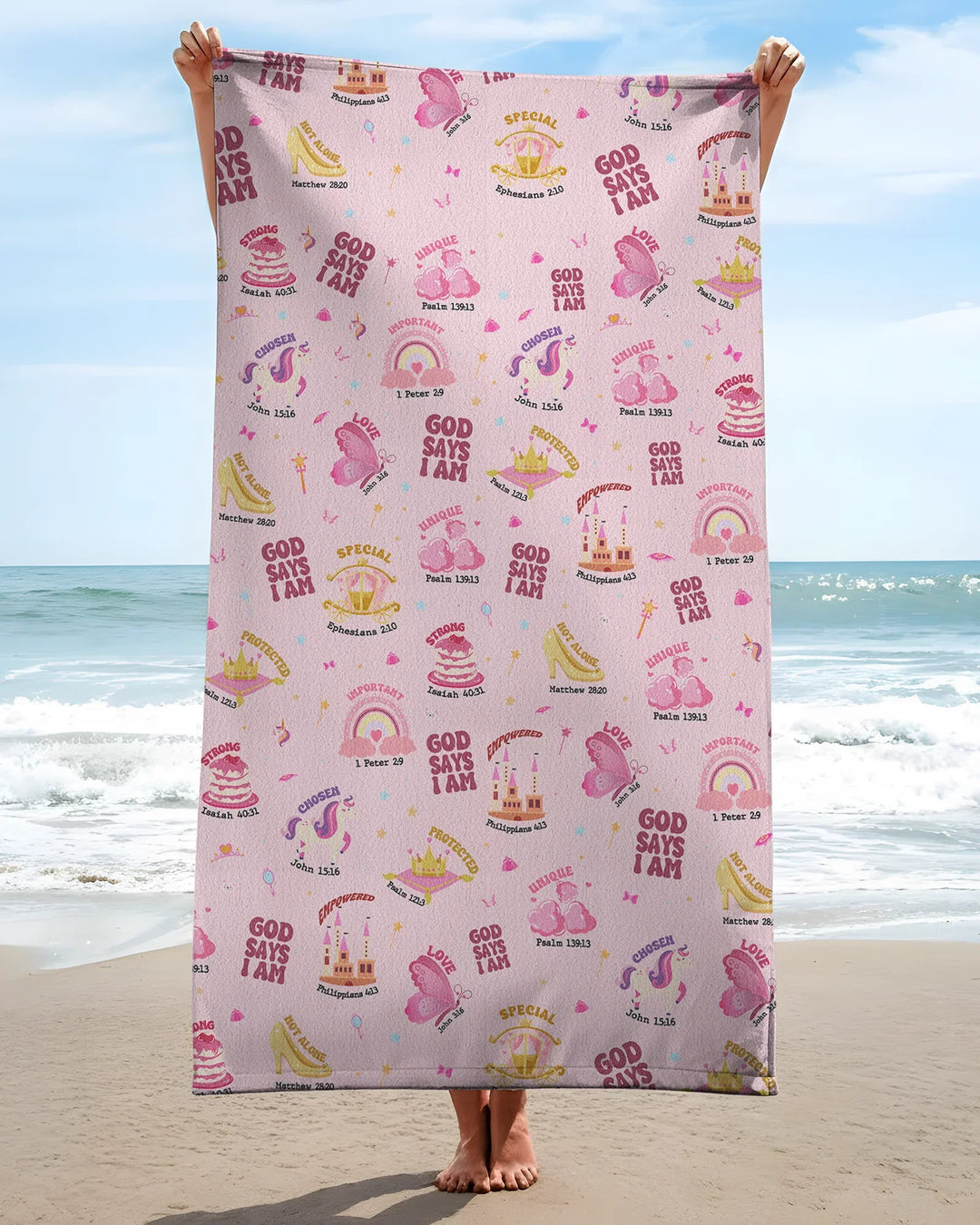 God Says I Am Girl Bamboo Beach Towel