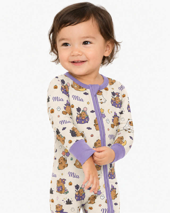 Custom Name Kawaii Halloween Capybara Bamboo Convertible Zippy