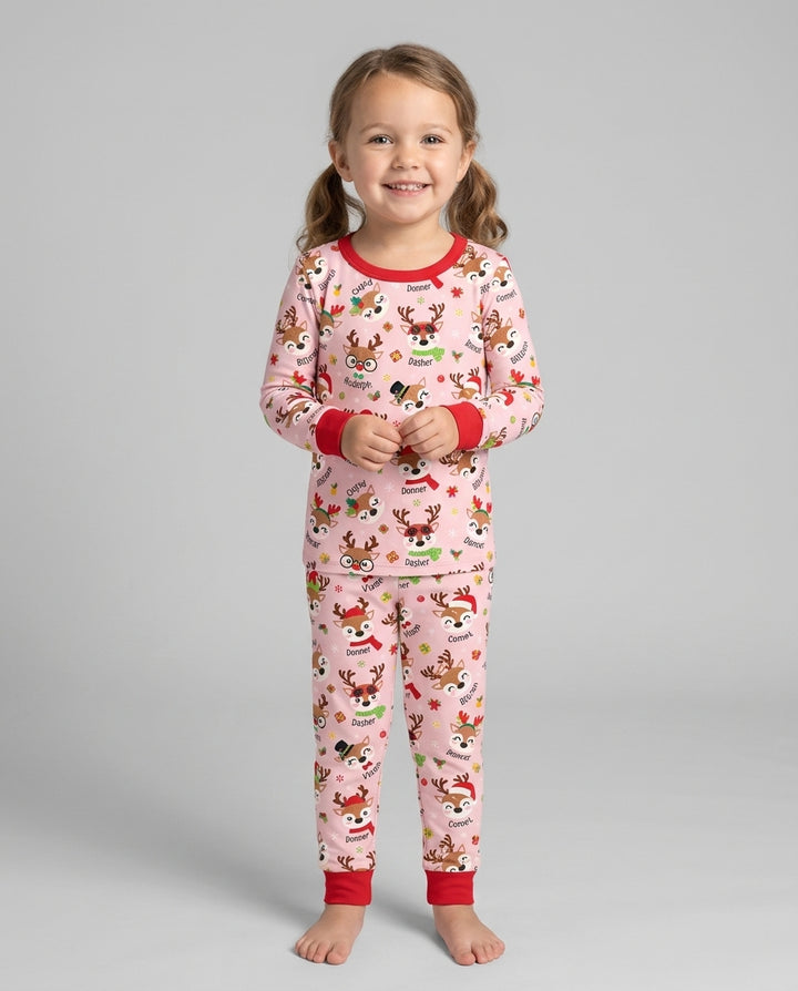 Christmas Reindeer Squad Bamboo Two Piece Long Sleeve Pajama Set