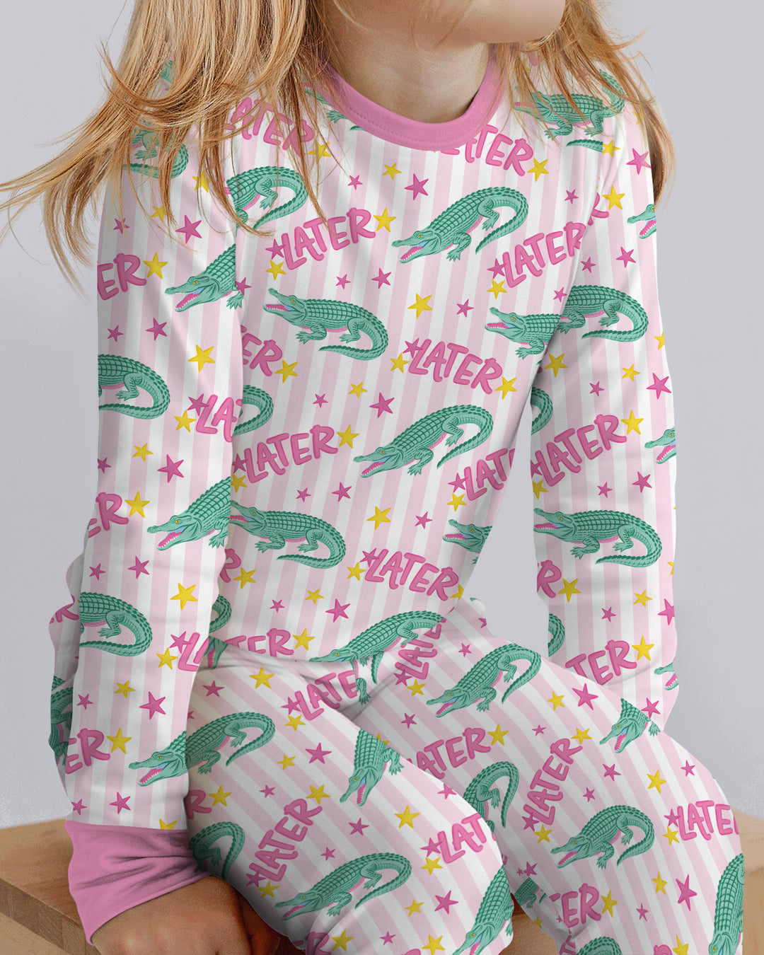 Later Gator After A While Crocodile Bamboo Two Piece Long Sleeve Pajama Set