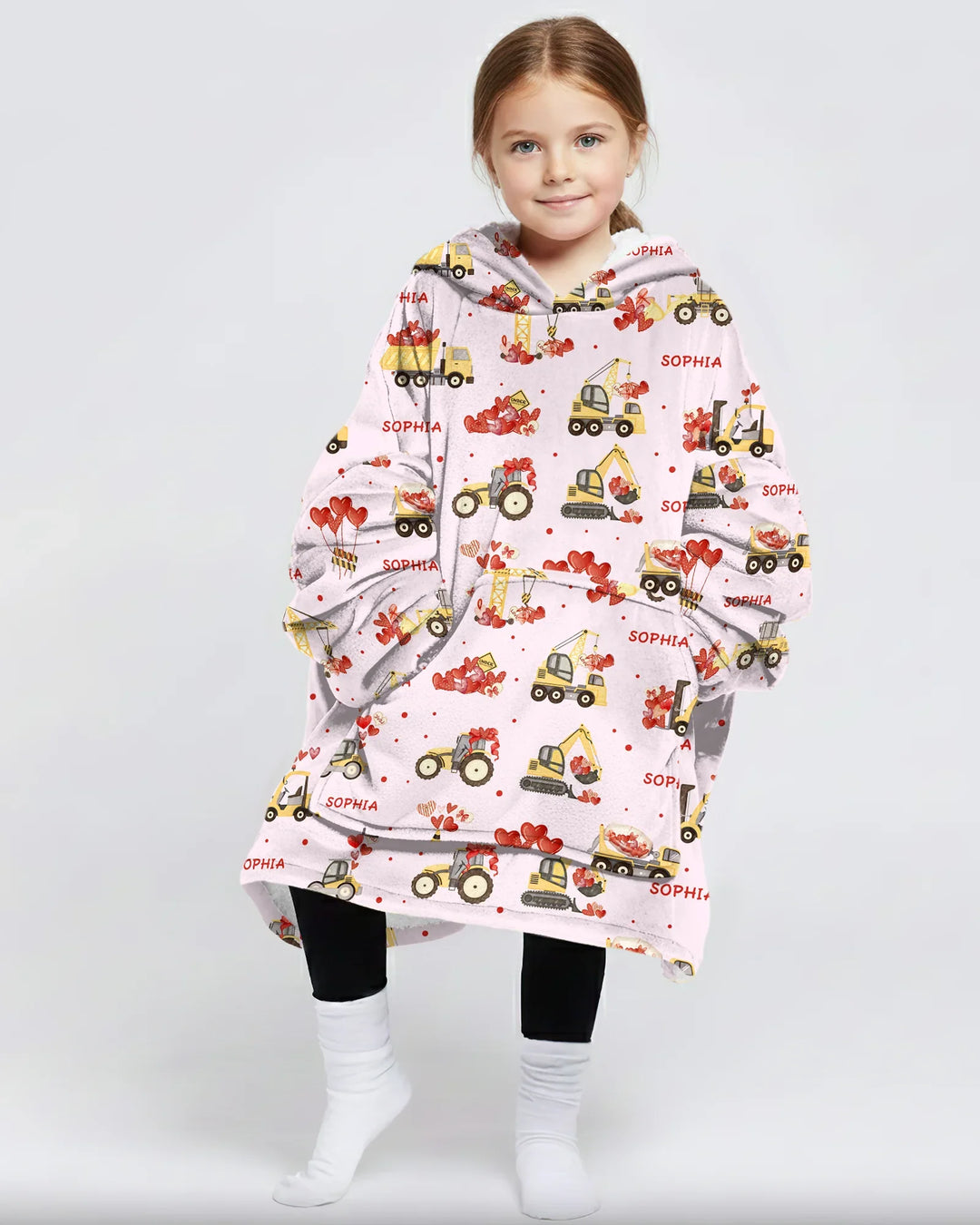 Personalisierter Name Valentinstag Trucks Family Matching Bambus Decken-Hoodie