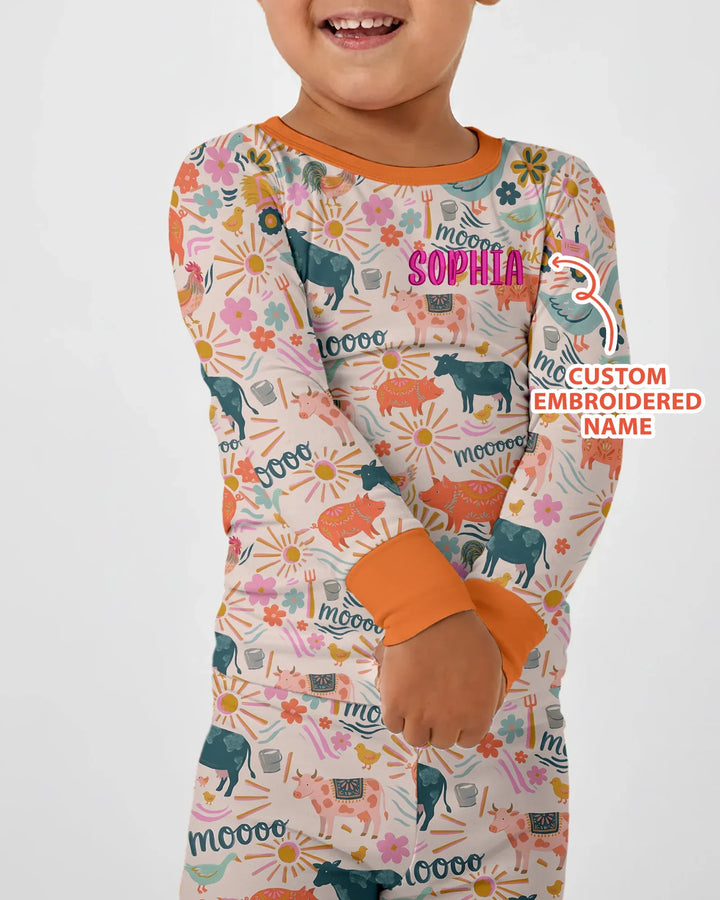 Zweiteiliges Langarm-Pyjama-Set mit Sommerfrüchten
