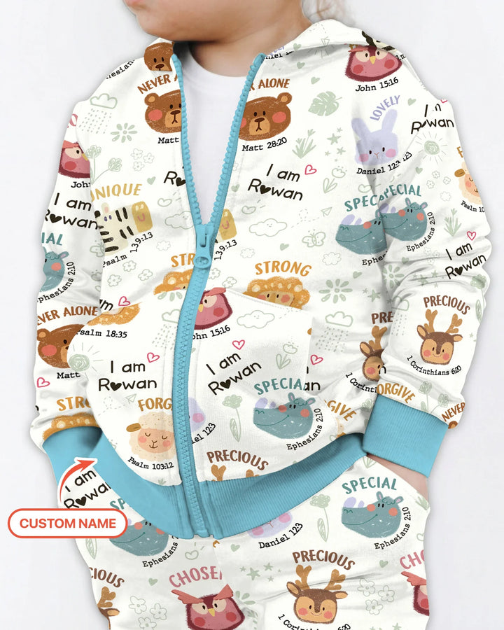 God’s Little Zoo Personalisierter Kapuzenpullover aus Bambus mit Reißverschluss