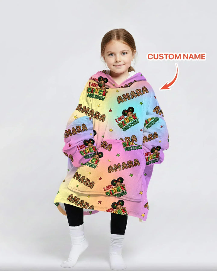 Personalisierter Name I Am Black History Personalisierter Bambus-Decken-Hoodie