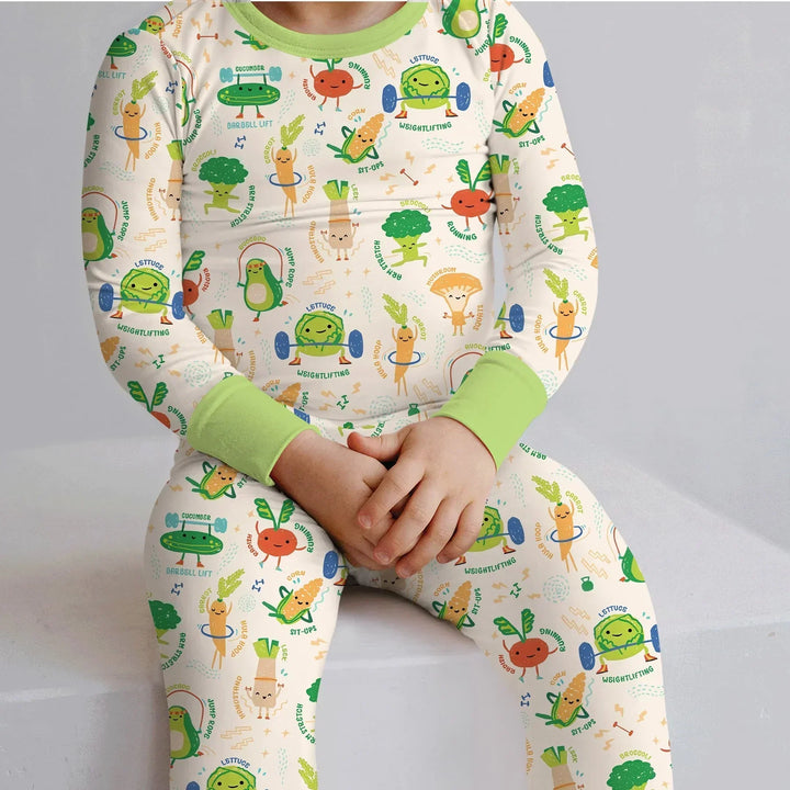 Zweiteiliges Langarm-Pyjama-Set mit Sommerfrüchten