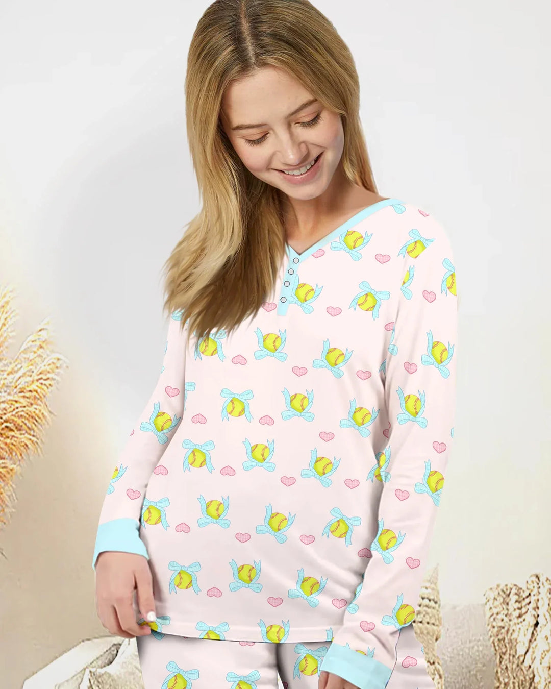Softbal Coquette Bow Women Pajama Set