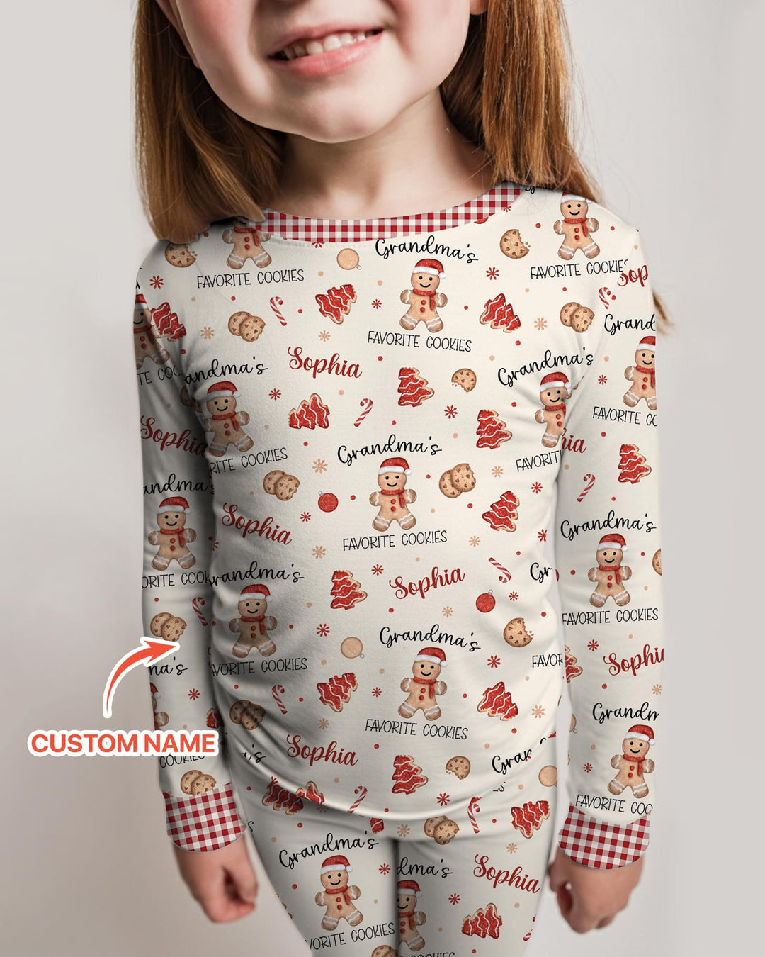 Custom Name Grandma’s Favorite Cookies Bamboo Two Piece Long Sleeve Pajama Set