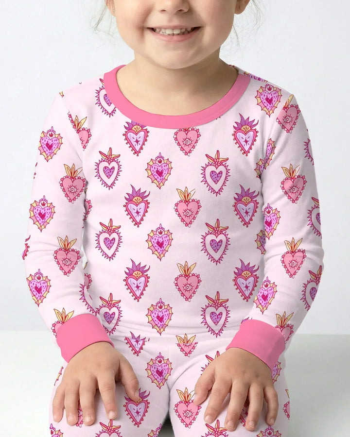 Zweiteiliges Langarm-Pyjama-Set mit Sommerfrüchten