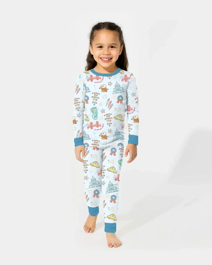 Zweiteiliges Langarm-Pyjama-Set mit Sommerfrüchten