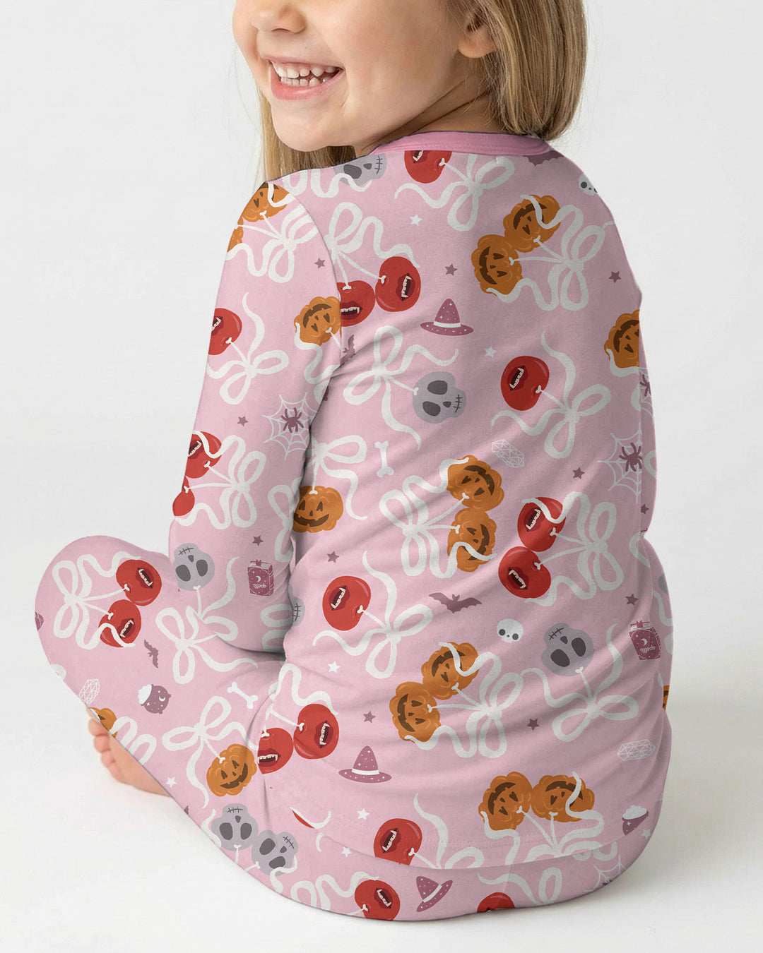 Spooky Halloween Cherry Matching Bamboo Two Piece Long Sleeve Pajama Set