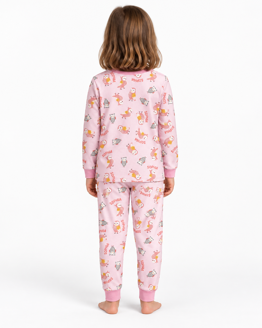 Custom Name Twin Owl Who's Who Bamboo Two Piece Long Sleeve Pajama Set