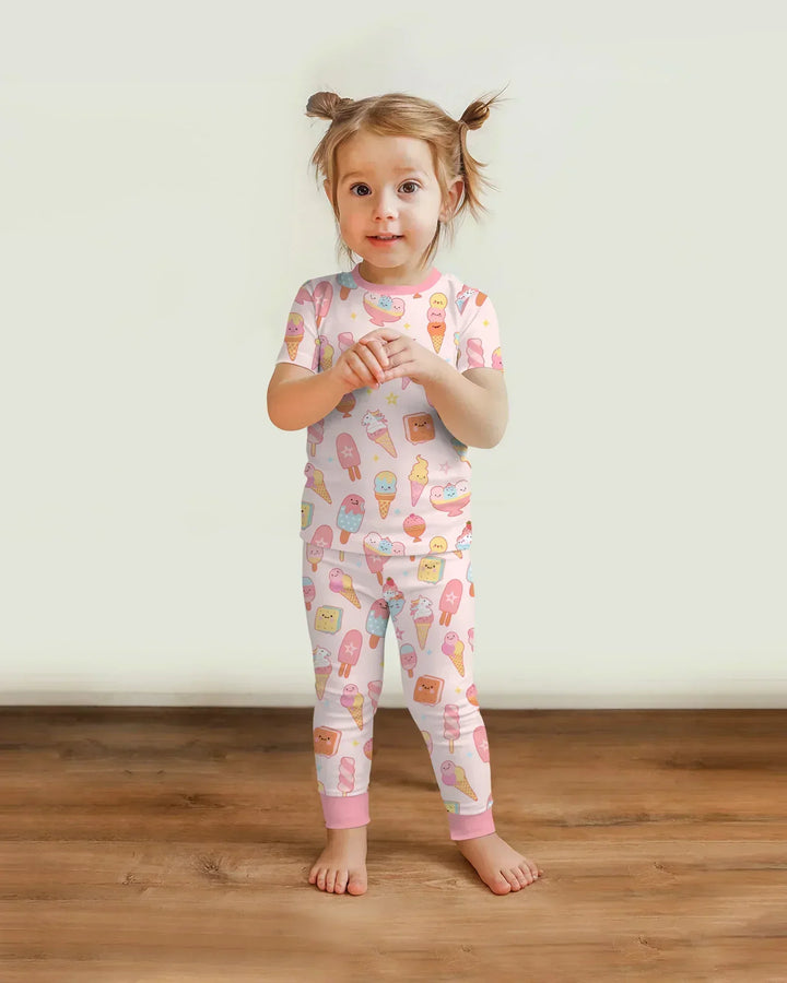 American Ice cream Bamboo Two Piece Short Sleeve Pajama Set